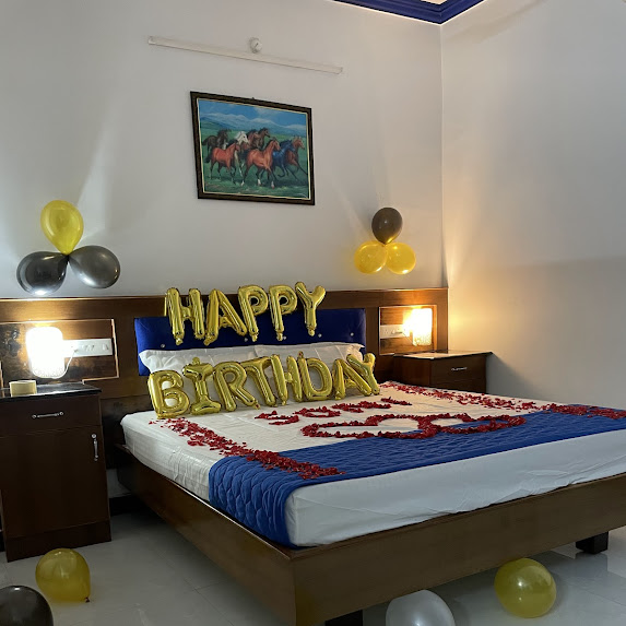 Happy Birthday decoration setup at Nivaa Stays